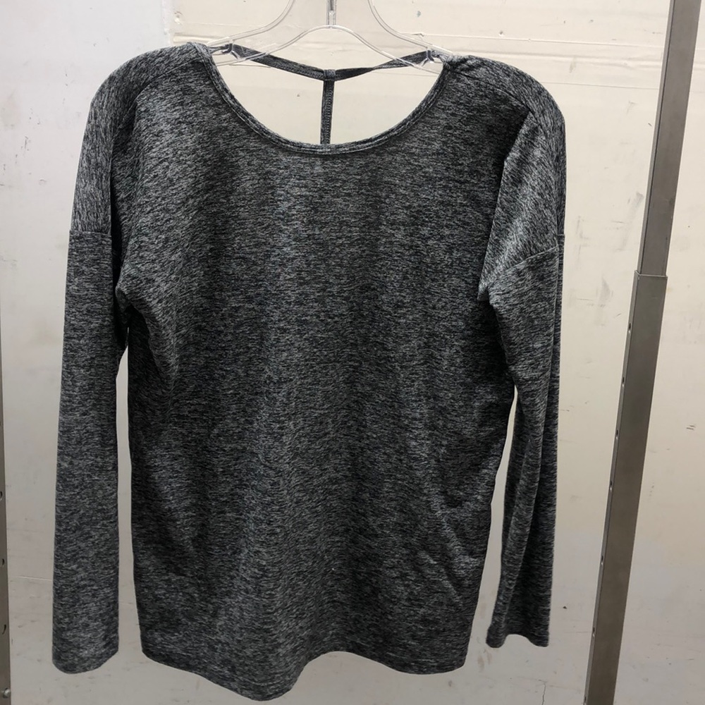 Beyond Yoga heathered black LS top, sz XS, 78118